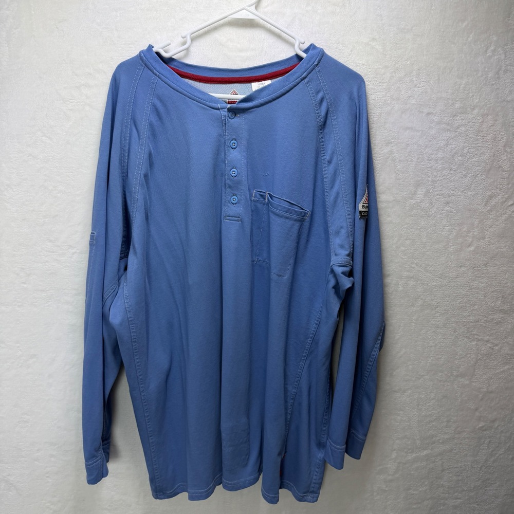 Bulwark I Q Series FR Flame Resistant Long Sleeve  XXL Blue CAT 2 Henley Shirt *